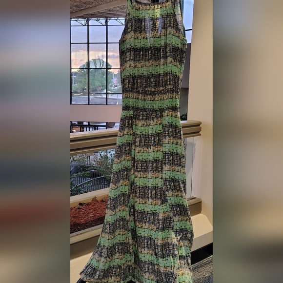 FREE PEOPLE GORGEOUS JEWEL TONE HAND-BLOCK PRINTED SILK MAXI DRESS Sz OS - Picture 2 of 16